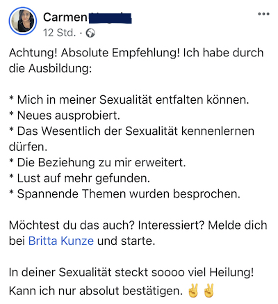 Feedback zu Britta Kunzes Sex Fortbildungen