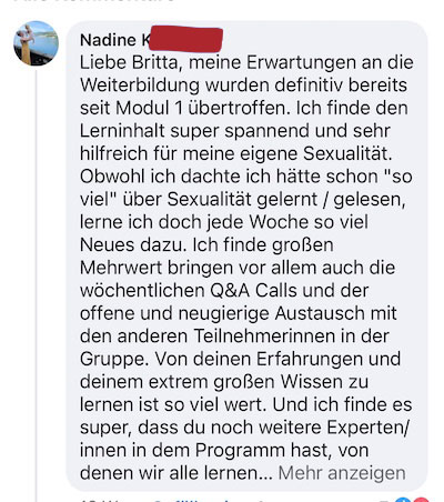 Feedback zu Britta Kunzes Sex Fortbildungen